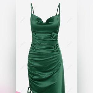 Zaful Asymmetrical Green Satin Dress